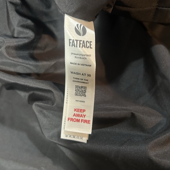 Fat Face Black Taylor Woman's Waterproof Jacket Size 10 Hooded Coat - Picture 9 of 12